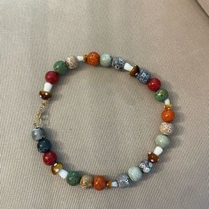 Glass Mushrooms Beads Necklace